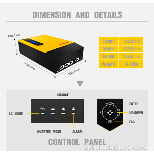 Hybrid Solar Inverter/solar Grid Inverter Hybrid Solar Inverter with Built in MPPT Solar Controller 1kw to 6kw Manufactory